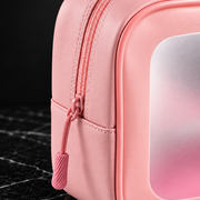 Close-up of zipper and pink trim